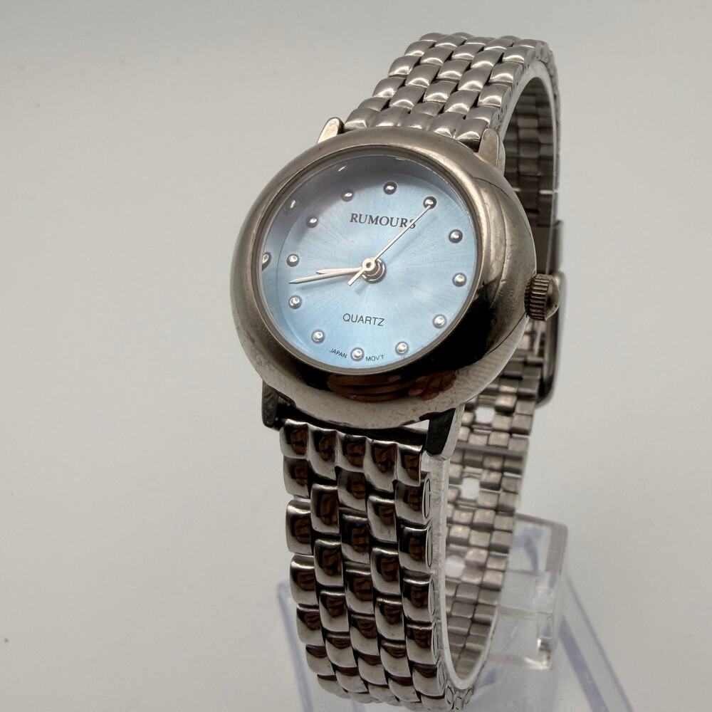 Elegant Rumours Quartz Womens Petite Silver-Tone Dress Watch Working New Battery